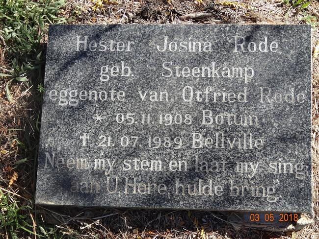 RODE Hester Josina nee STEENKAMP 1908-1989
