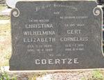 COERTZE Gert Cornelius 1891-1961 & Christina Wilhelmina Elizabeth 1896-1989