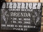 DIEDERICKS Brenda nee BEETGE 1950-2013
