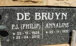 BRUYN  P.J., de 1928-2012 & Annaline 1932-