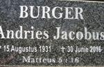 BURGER Andries Jacobus 1931-2016