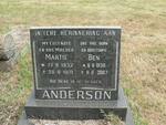 ANDERSON Ben 1930-2007 & Martie 1932-1971