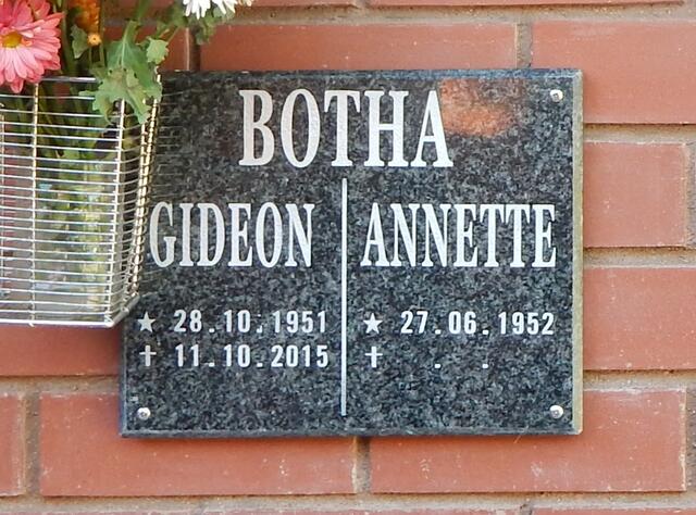 BOTHA Gideon 1951-2015 & Annette 1952-