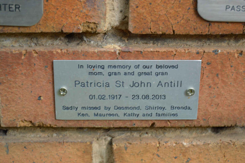 ANTILL Patricia St John 1917-2013