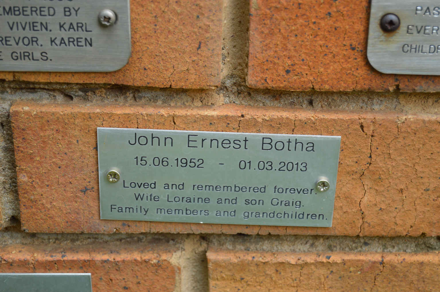 BOTHA John Ernest 1952-2013