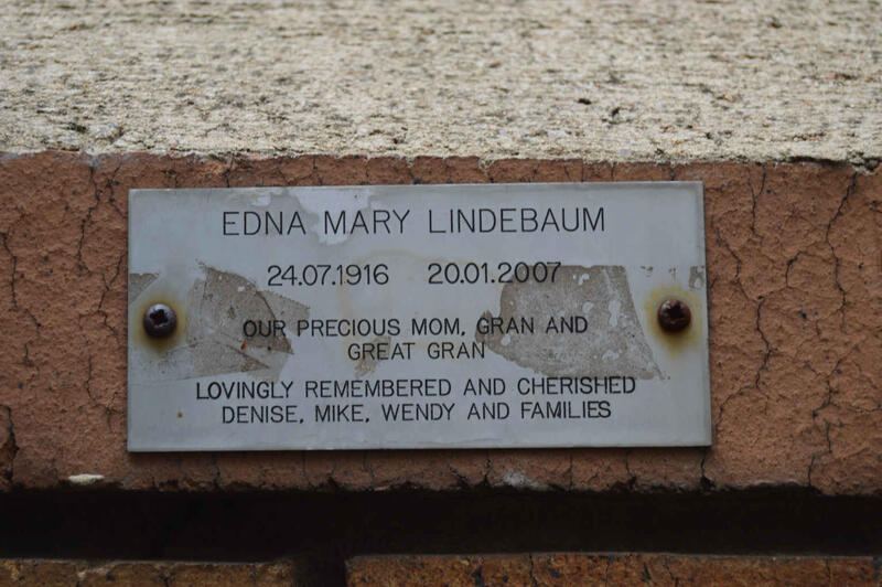 LINDEBAUM Edna Mary 1916-2007