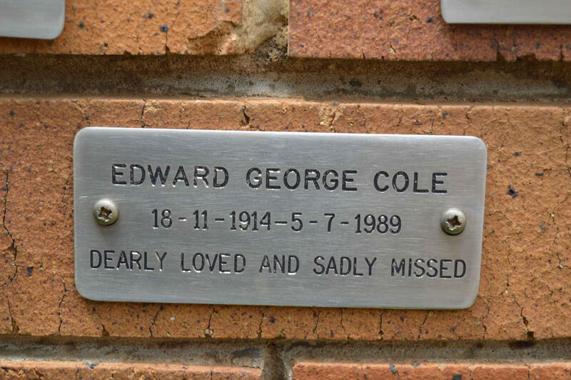 COLE Edward George 1914-1989
