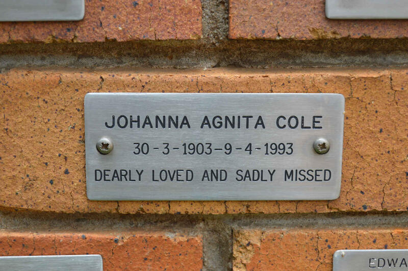 COLE Johanna Agnita 1903-1993