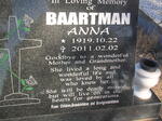 BAARTMAN Anna 1919-2011