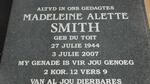 SMITH Madeleine Alette nee DU TOIT 1944-2007