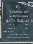 CILLIERS Aletta Elizabeth 1903-1977