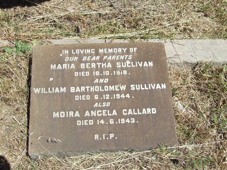 SULLIVAN William Bartholomew -1944 & Maria Bertha -1918 :: CALLARD Moira Angela -1943