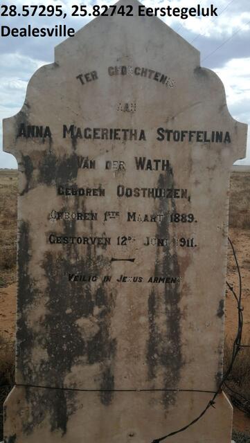 WATH Anna Magerietha Stoffelina, van der nee OOSTHUIZEN 1889-1911