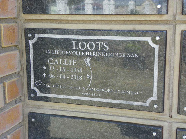 LOOTS Callie 1938-2018