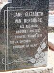RENSBURG Jane Elizabeth, van nee TALJAARD 1877-1959