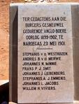 1. Memorial dedicated to the Burghers that died at Naroegas on 23 May 1901, during the Anglo-Boer War 1899-1902