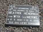 WYK Beatrix Hendrika, van nee V.D. MERWE 1932-2005
