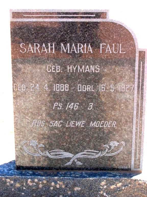 FAUL Sarah Maria nee HYMANS 1888-1927