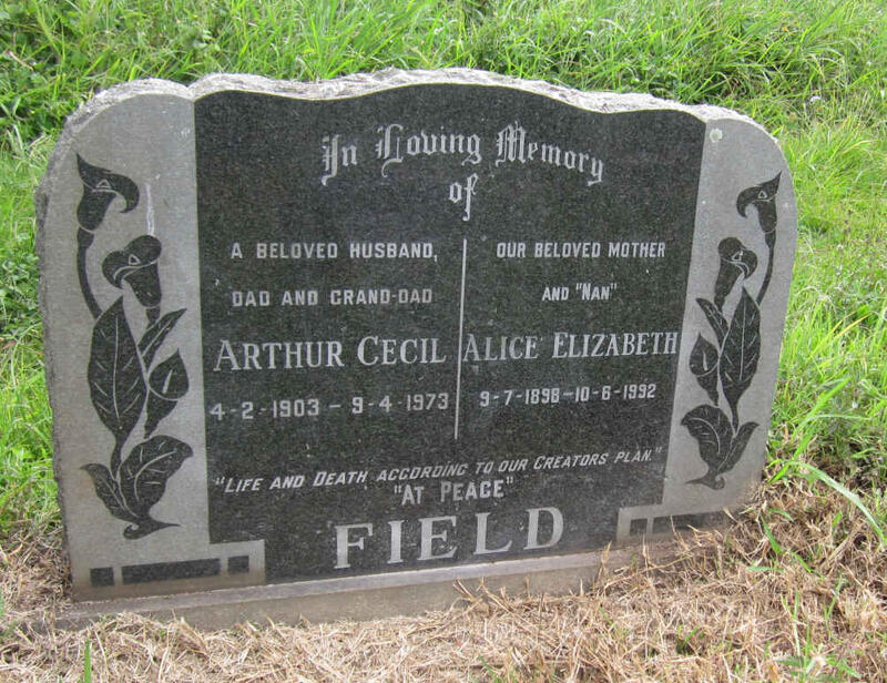 FIELD Arthur Cecil 1903-1973 & Alice Elizabeth 1898-1992