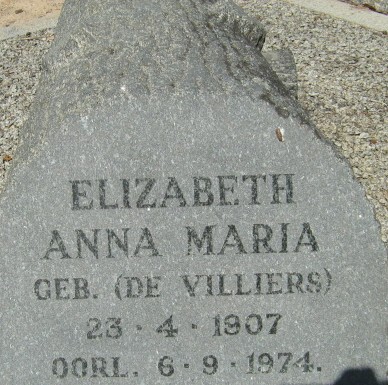 HUGO Elizabeth Anna Maria nee DE VILLIERS 1907-1974