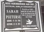 PIETERSE Sarah 1942-2013
