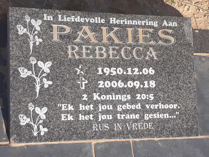 PAKIES Rebecca 1950-2006