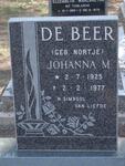 BEER Johanna M., de nee NORTJÉ 1925-1977