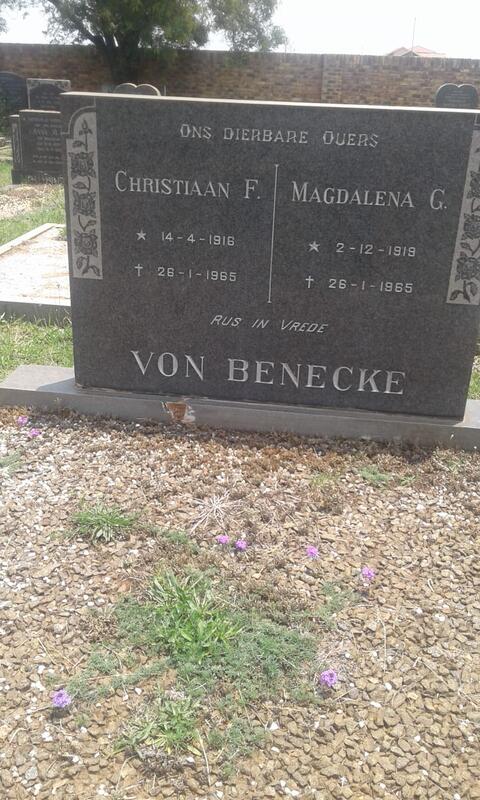 BENECKE Christiaan F., von 1916-1965 & Magdalena G. 1919-1965