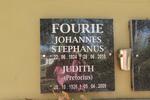 FOURIE Johannes Stephanus 1924-2010 & Judith PRETORIUS 1926-2009
