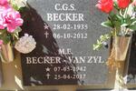 BECKER C.G.S. 1935-2012 :: BECKER M.E., VAN ZYL 1942-2017
