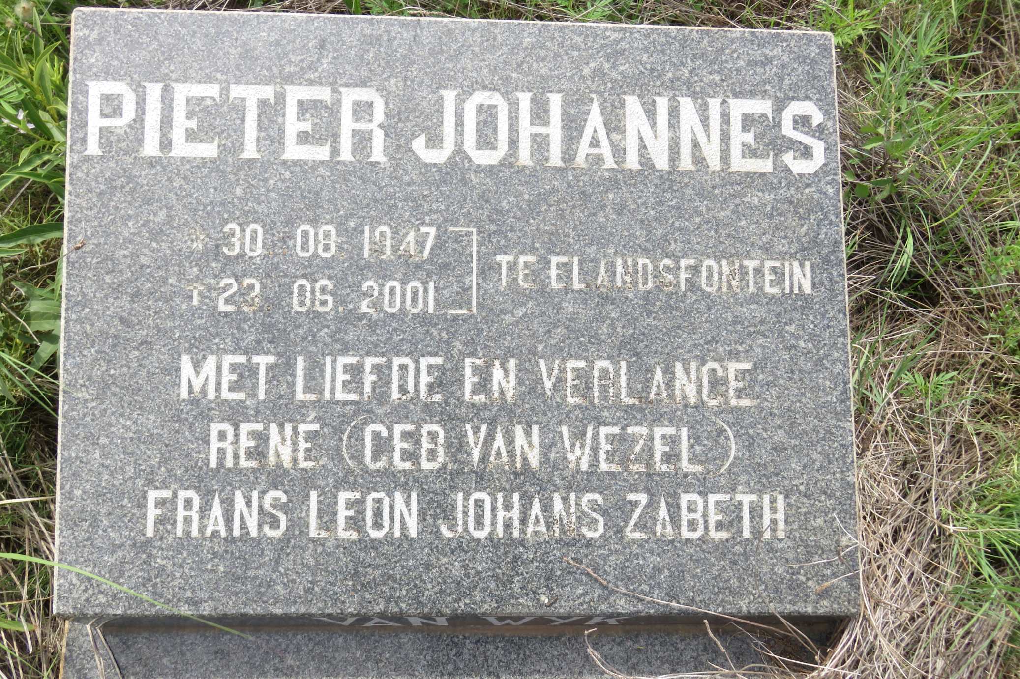 WYK Pieter Johannes, van 1947-2001