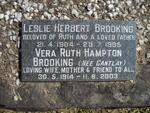 BROOKING Leslie Herbert 1904-1985 & Vera Ruth Hampton CANTLAY 1914-2003