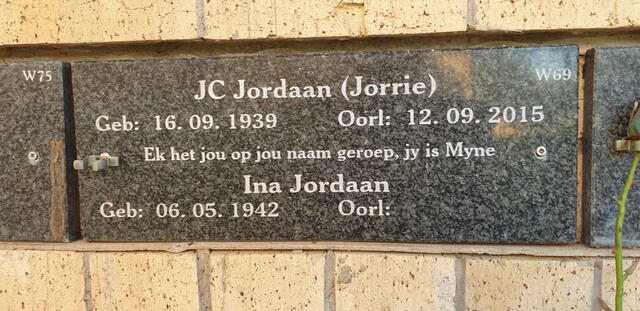 JORDAAN J.C. 1939-2015 & Ina 1942-