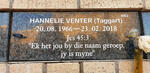 VENTER Hannelie nee TAGGART 1966-2018