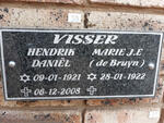 VISSER Hendrik Daniël 1921-2008 & Marie J.E. DE BRUYN 1922-