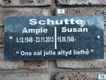 SCHUTTE Ampie 1948-2013 & Susan 1948-