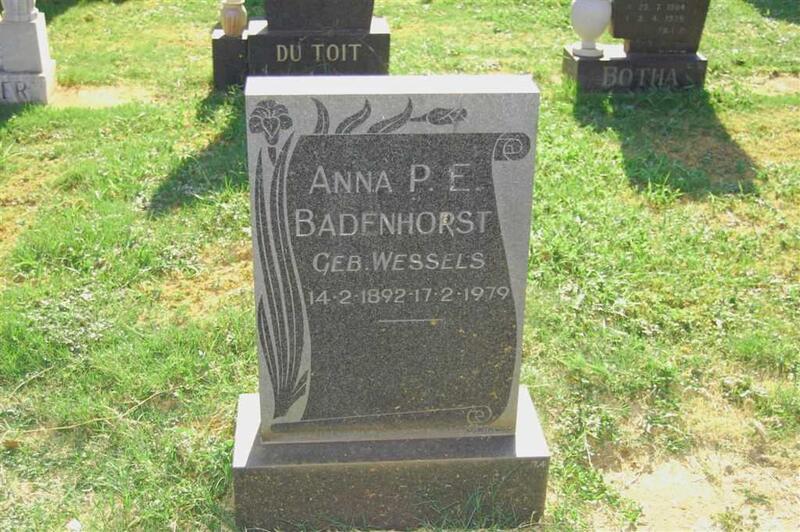 BADENHORST Anna P.E. nee WESSELS 1892-1979