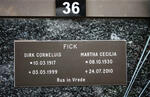 FICK Dirk Corneluis 1917-1999 & Martha Cecilia 1930-2010
