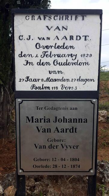 AARDT C.J., van -1829 & Maria Johanna VAN DER VYVER 1804-1874