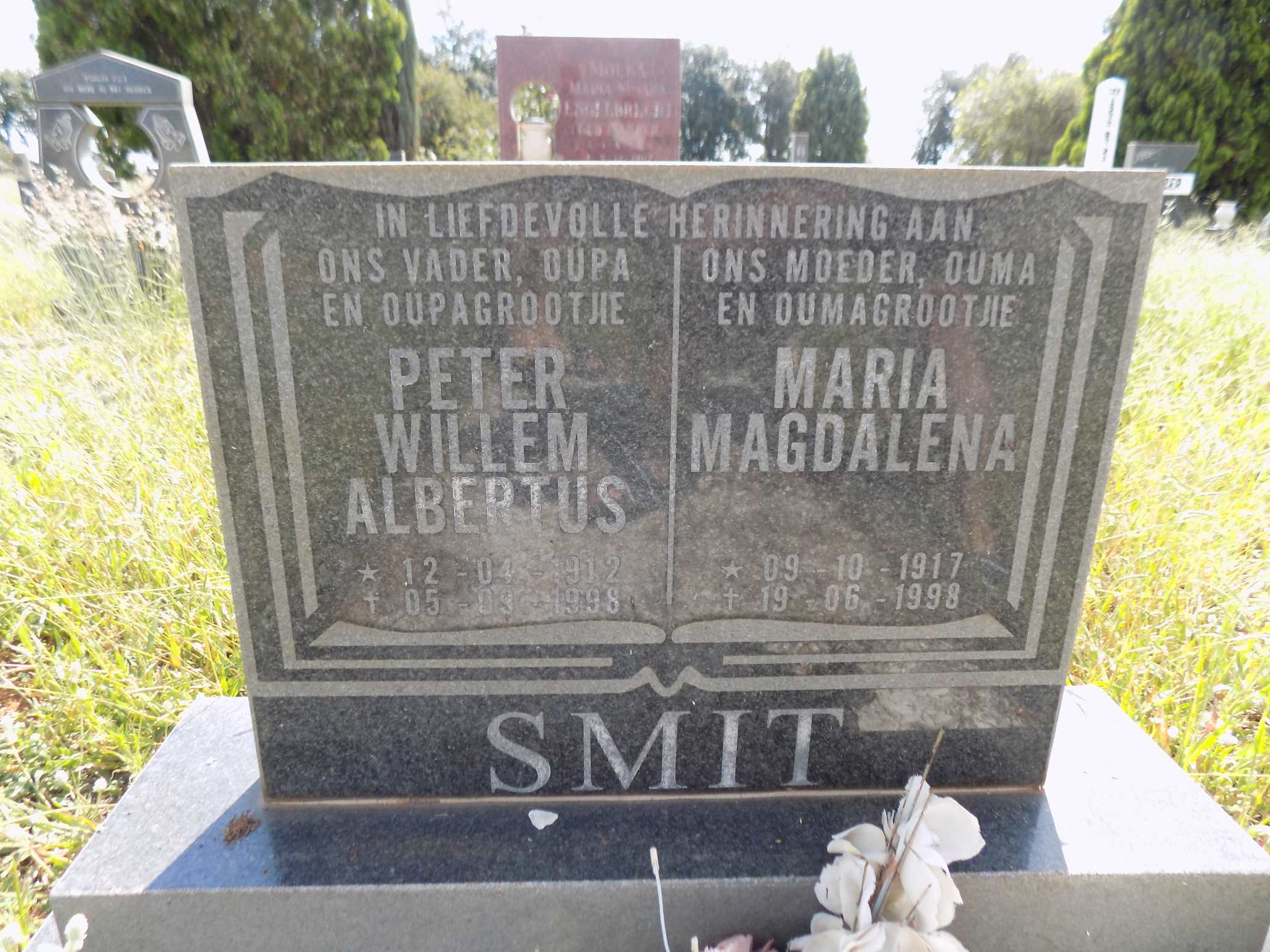 SMIT Peter Willem Albertus 1912-1998 & Maria Magdalena 1917-1998