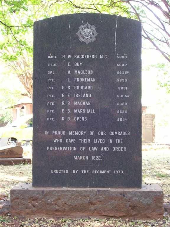 09. Memorial -  Transvaal Scottish Regiment - Rand Revolt - March 1922