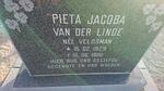 LINDE Pieta Jacoba, van der nee VELDSMAN 1929-1980