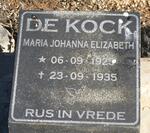 KOCK Maria Johanna Elizabeth, de 1925-1935