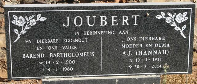 JOUBERT Barend Bartholemeus 1900-1980 & A.J. 1917-2014