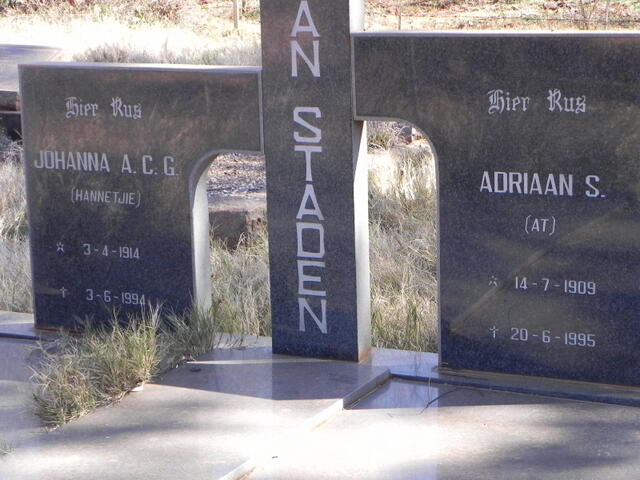 STADEN Adriaan S., van 1909-1995 & Johanna A.C.G. 1914-1994