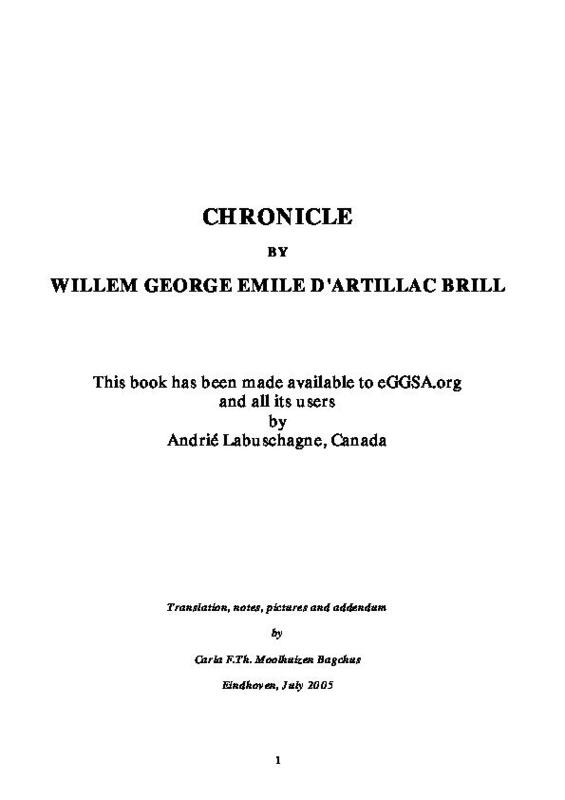BRILL family Chronicle, by WILLEM GEORGE EMILE D'ARTILLAC BRILL (1.7MB download)