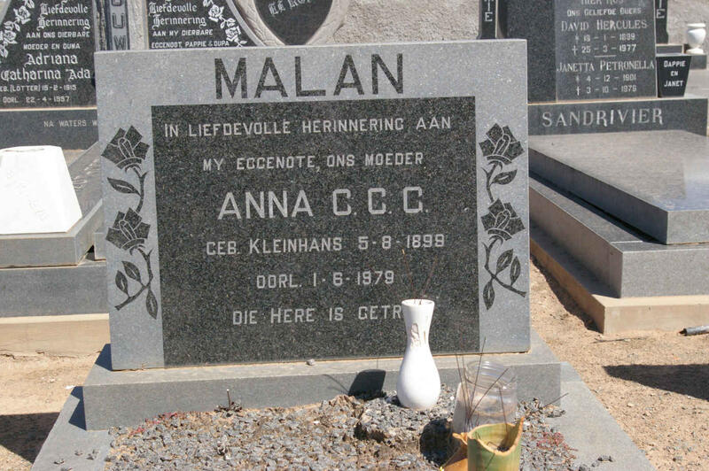 MALAN Anna C.C.C. nee KLEINHANS 1899-1979