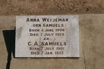 SAMUELS C.A. 1901-1932 :: WEIDEMAN Anna nee SAMUELS 1906-1928