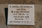 ECK Andriena Petronella, van nee VAN HEERDEN 1881-1938