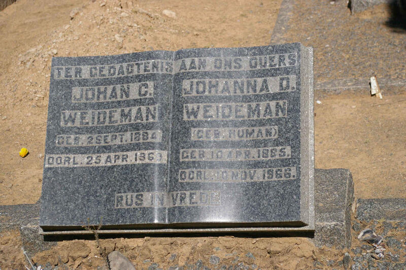 WEIDEMAN Johan C. 1884-1969 & Johanna D. HUMAN 1885-1966